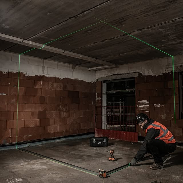 🚨 The NEW AEG Three Green Line Laser + Plumb Down. See what it does. 👇

Projects 1 x cross line, 1 x horizontal line, 1 x vertical line, 2 x vertical lines at 90 degrees and 1 x plumb down.

Features
👊 Ultra-bright green laser lines, up to 30 metres visibility. 
👊 Accurate to ± 0.2mm/m.
👊 Self levelling range of 3 degrees and a self-levelling time of 3s. 

Available at Bunnings, TKD and AEG Onsite On Demand. 🤝