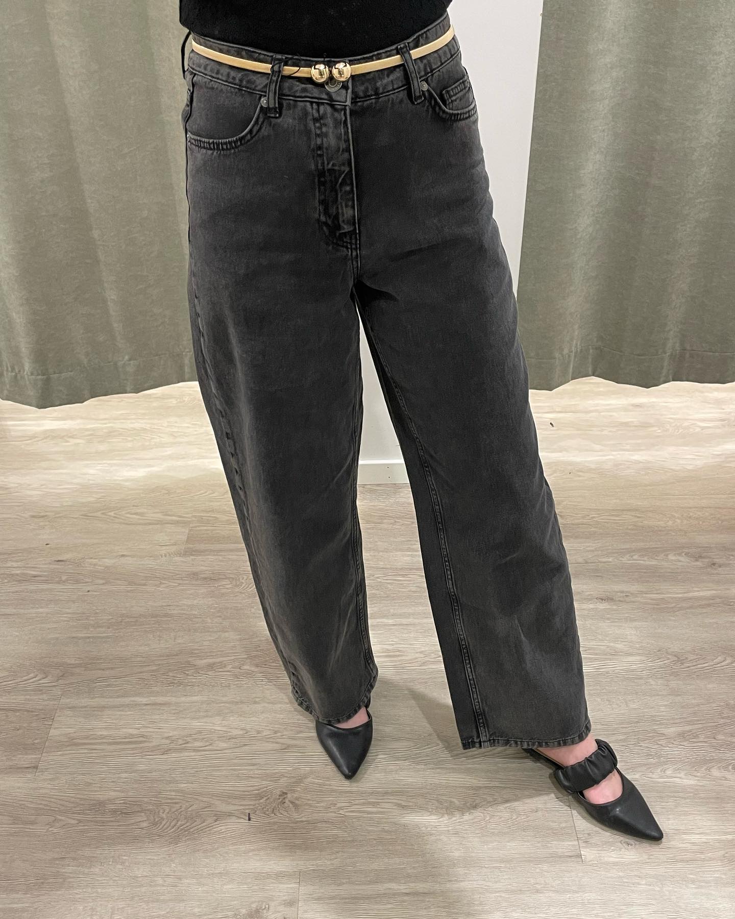 Jeans wide fit Svart denim - null - 8
