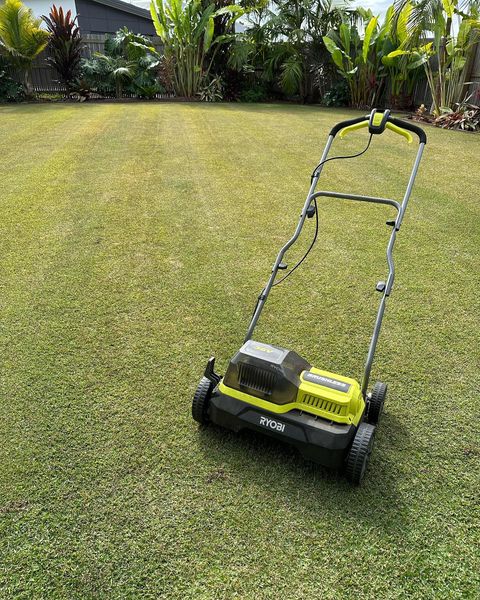 Pulled out the ryobiau scarifier, using the dethatcher attachment I gave it a run on the highest setting. 

Got a lot out with no damage🔥and can’t wait to get it out again and really drop it! (In September)

#ryobiau #dethatch #notspring #waitabit