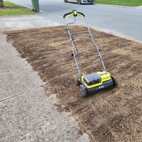 It's bin night so I figured now is a good time to hit the nature strip with the Ryobi Scarifier. The ground wasn't completely dry but at least it wasn't wet. 

2 passes in multiple directions and then cleaned up as best as I can with the rotary. 

Cutting into the surface of the ground will not only pull up lots of dead material, but will cut into the ground giving the area a chance to grow again - this means I can do another pass with roundup before I start planting. 

Will most likely scarify again once the area is dry if I feel that there is still lots of dead material in the ground.

If anyone is thinking about getting the 18v Ryobi, this machine is well worth - what a beast! 

ryobiau 

#ryobi #scarifier #lawn #renovation #naturestrip #frontyard #tahoma31 #plugging #project #transformation #grass #auslf #newyard #lawnmower #bermuda #ryobi #greenworks