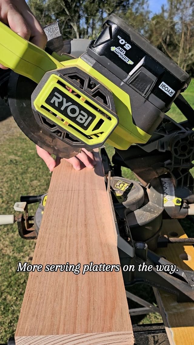 Started making some more serving platters out of Mountain Ash. The little Ryobi mitre saw does a pretty good job considering its size. I would recommend a larger, probably 240v saw, for any bigger jobs with lots of cutting. 
#wooddesign #woodworking #woodworkingaustralia #woodcrafts #woodwork #workshop #ryobi #ryobiaustralia #bunnings #timber