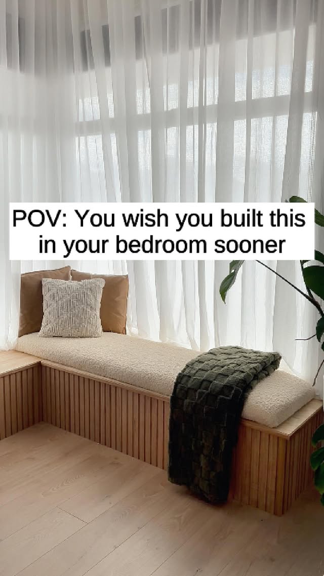 POV: You wish you built this in your bedroom sooner! Transformed our bedroom with this DIY window seat & a handmade boucle cushion that I didn’t know we needed! 😂 ps. ryobiau their nailgun = best investment ever 😅

#ryobimade #diy #windowseat #readingnook #beforeandafter #cozyhome #diyprojects #diyhomedecor #boucle #kmart #spotlight