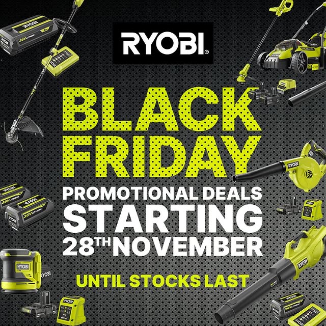 RYOBI's Black Friday Promotional Deals are here! 🚨

Head to the link in our bio to grab these promotional deals before they’re gone!

Hurry – these deals are available at Bunnings Warehouse while stocks last!
#RYOBIau #BatteryPowered #RYOBIMade #BlackFriday #Sale